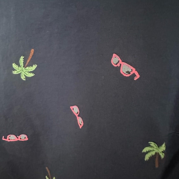 Talbots Navy Shirt with Pink and Green Accents Size 1X - Picture 5 of 9